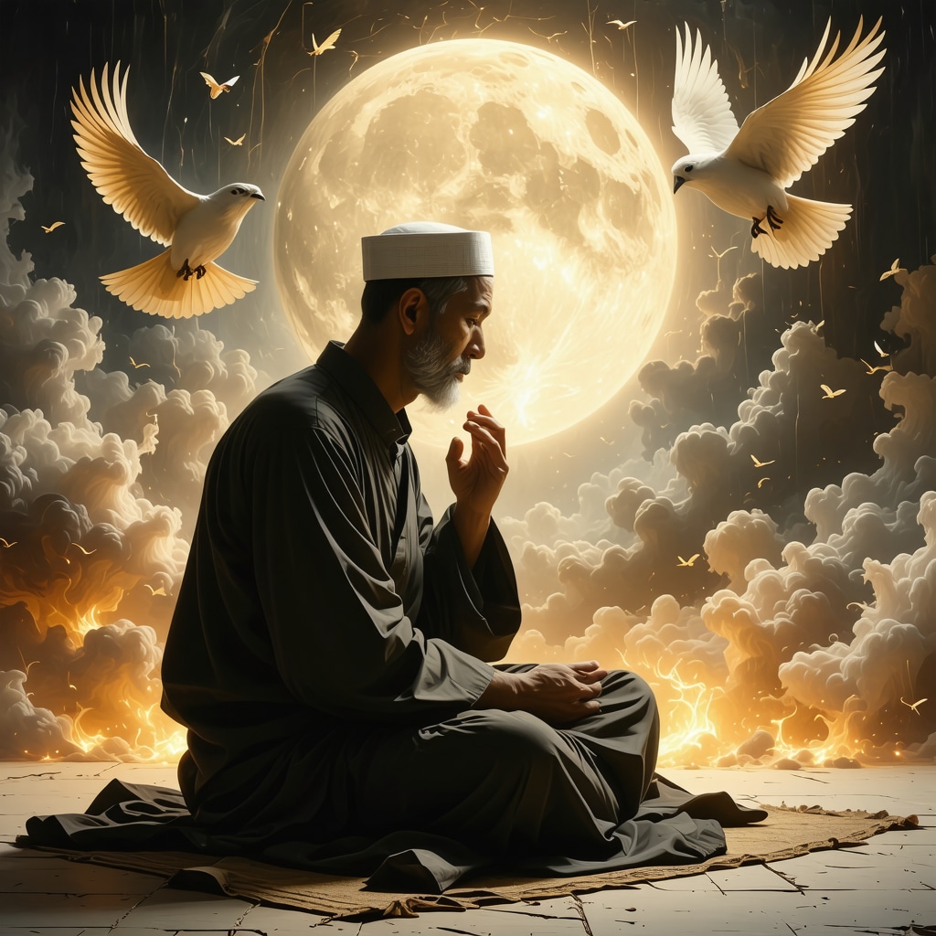 Islamic scholar interpreting dream surrounded by symbolic birds