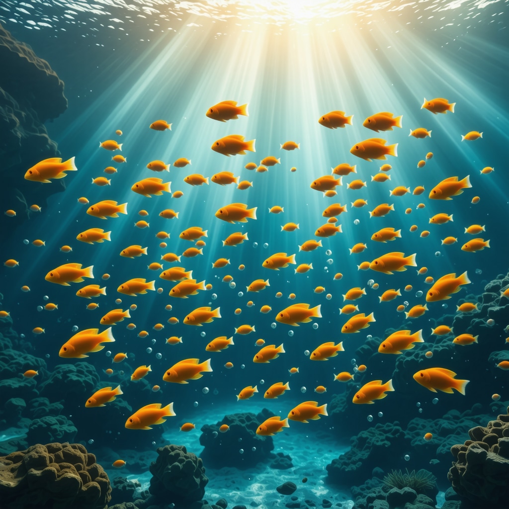 Underwater scene with colorful fish swimming in clear blue water representing spiritual symbolism