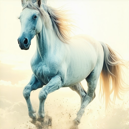 Majestic horse galloping in a spiritual landscape representing divine guidance and strength