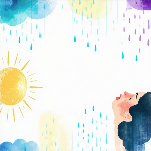 Person dreaming of rain with divine symbols and spiritual atmosphere