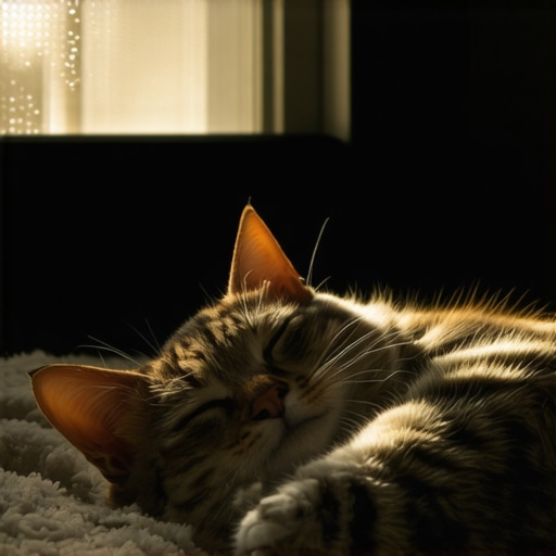Calm cat surrounded by spiritual symbols for Islamic dream interpretation