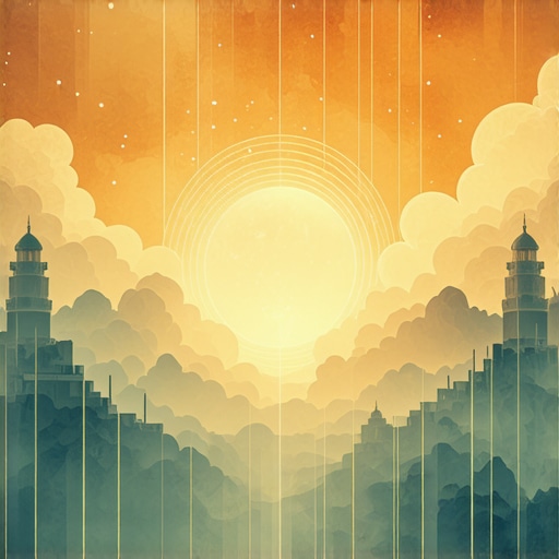 Illustration of Islamic symbols and serene motifs representing dream interpretation and divine guidance.