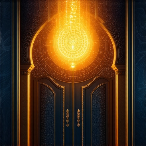 Artwork depicting a luminous door symbolizing spiritual transition in Islamic dream interpretation