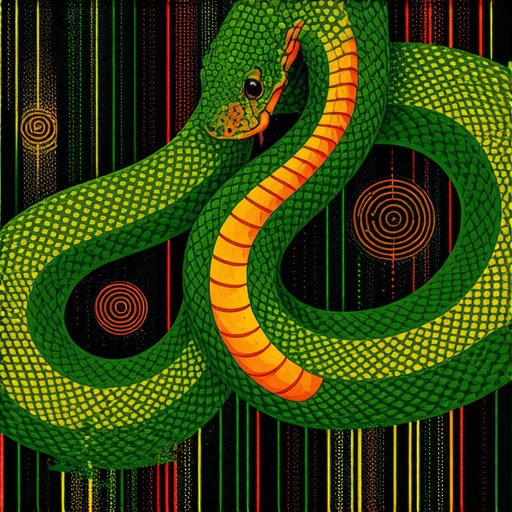 Illustration of a snake with Islamic motifs representing spiritual messages