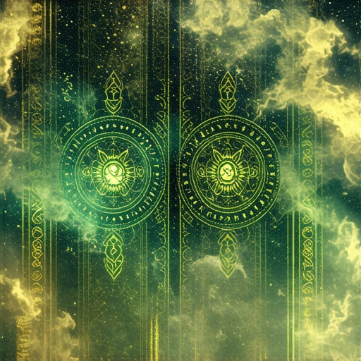 A symbolic Islamic dream scene illustrating jinn and divine symbols