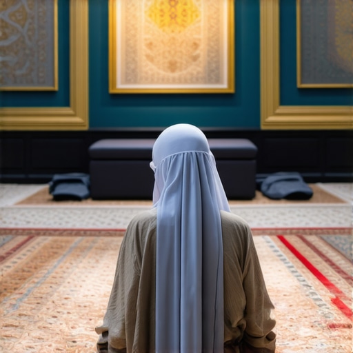 A person in prayer contemplating dream symbolism in a peaceful Muslim prayer room.