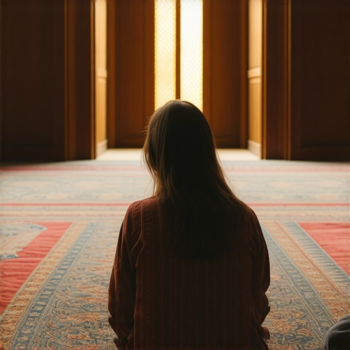 Person praying in a calm Islamic prayer setting