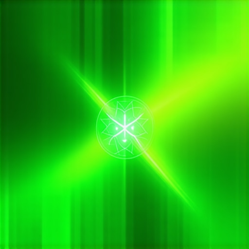 Abstract art representing green divine symbols and mystical lights in Islamic dream interpretation