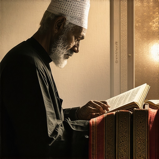 Islamic scholar analyzing dream symbols with a traditional Islamic dream dictionary
