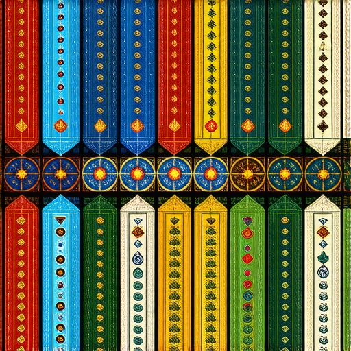 A detailed chart of Islamic dream symbols including water, fire, animals, and colors, vibrant and spiritual