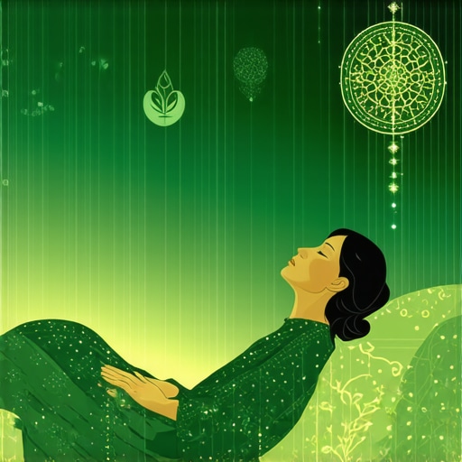 Islamic Dreamscape of Motherly Blessings A peaceful Islamic scene depicting a dream of mother with divine symbols.