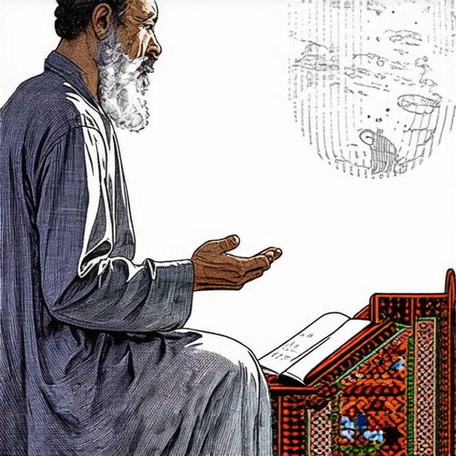 Islamic Scholar Analyzing Sacred Dreams Islamic scholar studying dream symbols and divine messages