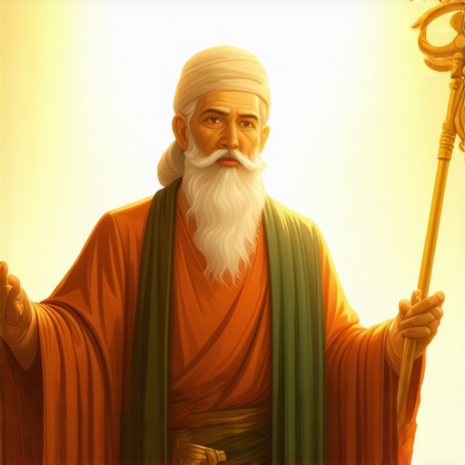 Prophet Musa Illuminated by Divine Light Prophet Musa with staff and divine light, symbolizing guidance in Islamic dream interpretation.