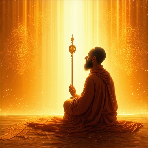 A symbolic depiction of Prophet Musa with his staff in a divine dream scene, representing spiritual insight and divine guidance.