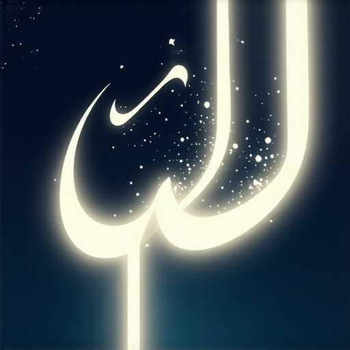 A symbolic Islamic night scene with glowing spiritual symbols representing divine dreams