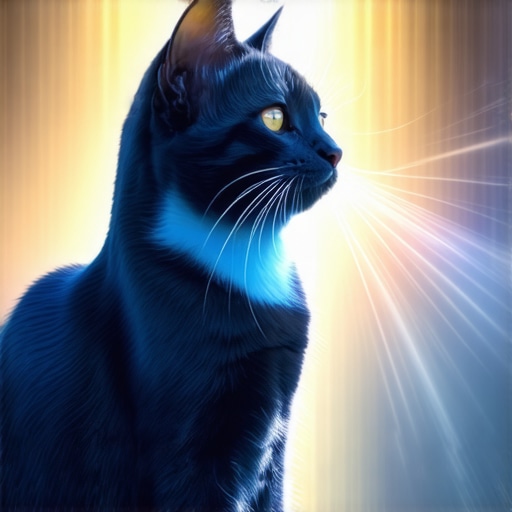 Islamic art of a luminous cat representing spiritual purity and divine guidance