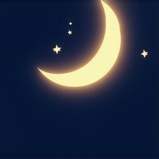 Night sky with glowing crescent moon and stars illustrating divine guidance in dreams.