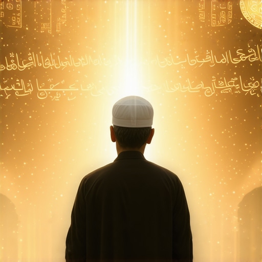 Divine Dream Analysis in Islam Islamic scholar studying sacred dream symbols with divine illumination