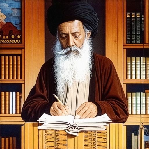 Scholarly person analyzing dream symbols with Islamic texts