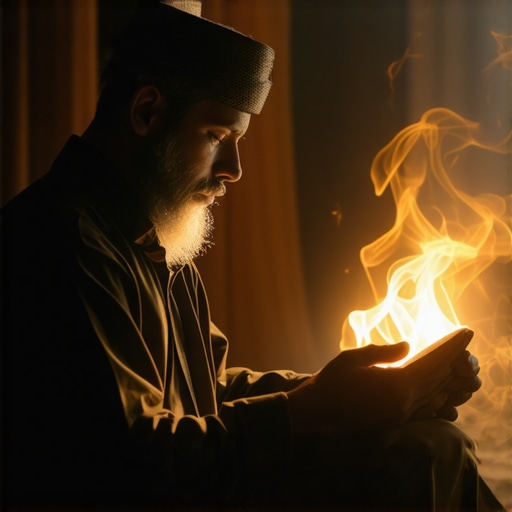 Islamic Scholar Reflecting on Dream Symbols An Islamic scholar immersed in studying dream symbolism in a peaceful setting