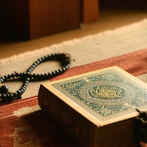 A peaceful Islamic prayer corner with Quran and prayer beads for spiritual connection
