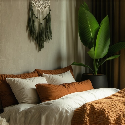 Serene Islamic Dream Reflection A peaceful Islamic bedroom with symbols representing divine messages and dreams