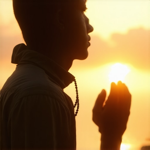 Contemplating Islamic Dream Symbols for Spiritual Guidance Person reflecting on dream meanings with Islamic symbols and prayer beads.