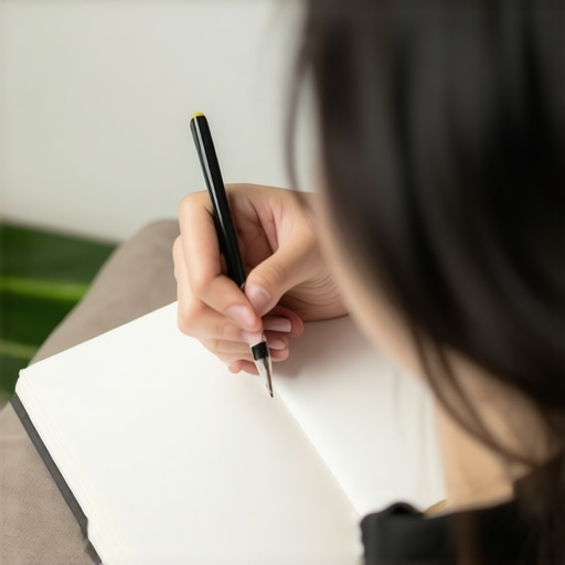 Dream Journal and Tools for Spiritual Reflection A person recording dreams in a journal with a calm background, highlighting tools for maintaining dream analysis skills.