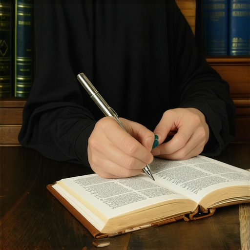 A person documenting dreams in a journal surrounded by Islamic texts and symbols.
