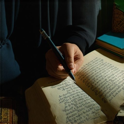 Dream journaling in Islam for divine guidance Person recording dreams in a journal with Islamic symbols around