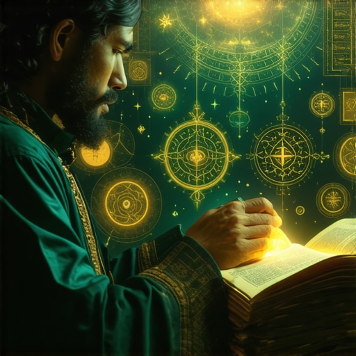 Muslim scholar using books and digital tools for dream analysis
