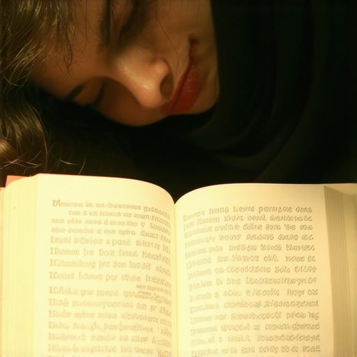 Peaceful Reflection on Islamic Dream Interpretation A person engaging in thoughtful self-reflection, possibly reading about Islamic dream interpretation, highlighting the calm and insightful approach needed after vivid dreams.