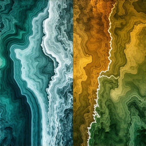 Abstract artwork showing a vibrant, clear river beside a dull, turbid pool, illustrating the difference between a purified spiritual state and a neglected one.